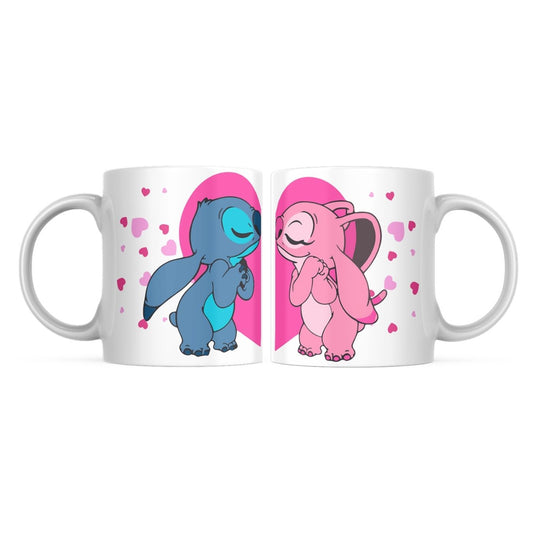 Disney Stitch And Angel Kiss Pair Mug Cup 2 Set